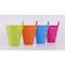 Basicwise 10 OZ Reusable Plastic Cups with Straw Blue, Pink, Green, and Orange, PK 4 QI003474S.4 - alternate 5